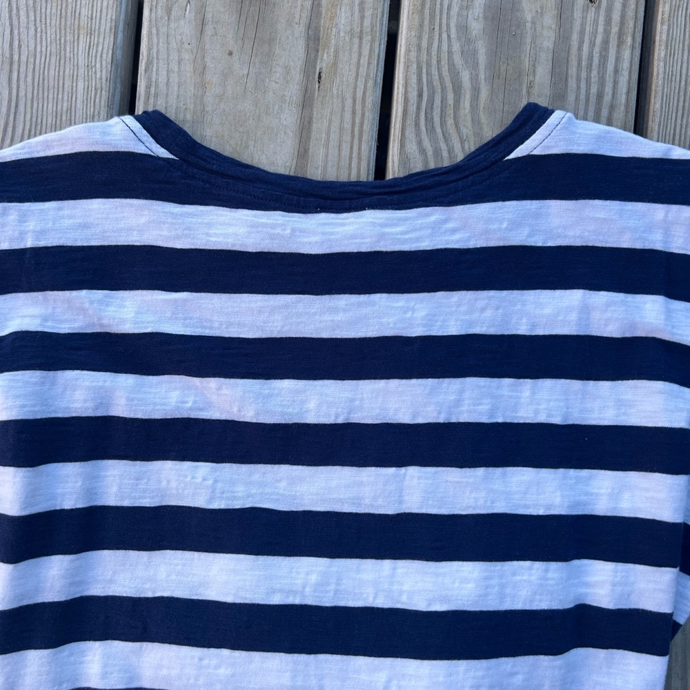 J Crew Navy White Striped‎ Tie Waist T-Shirt Dress in 100% Cotton | Sz L Classic - Picture 10 of 16